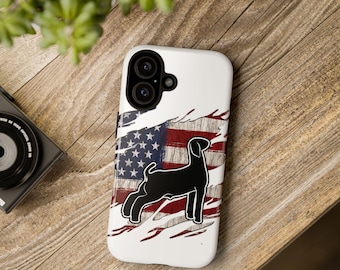 Market Goat Silhouette Phone Case | American Flag Show Ring Design