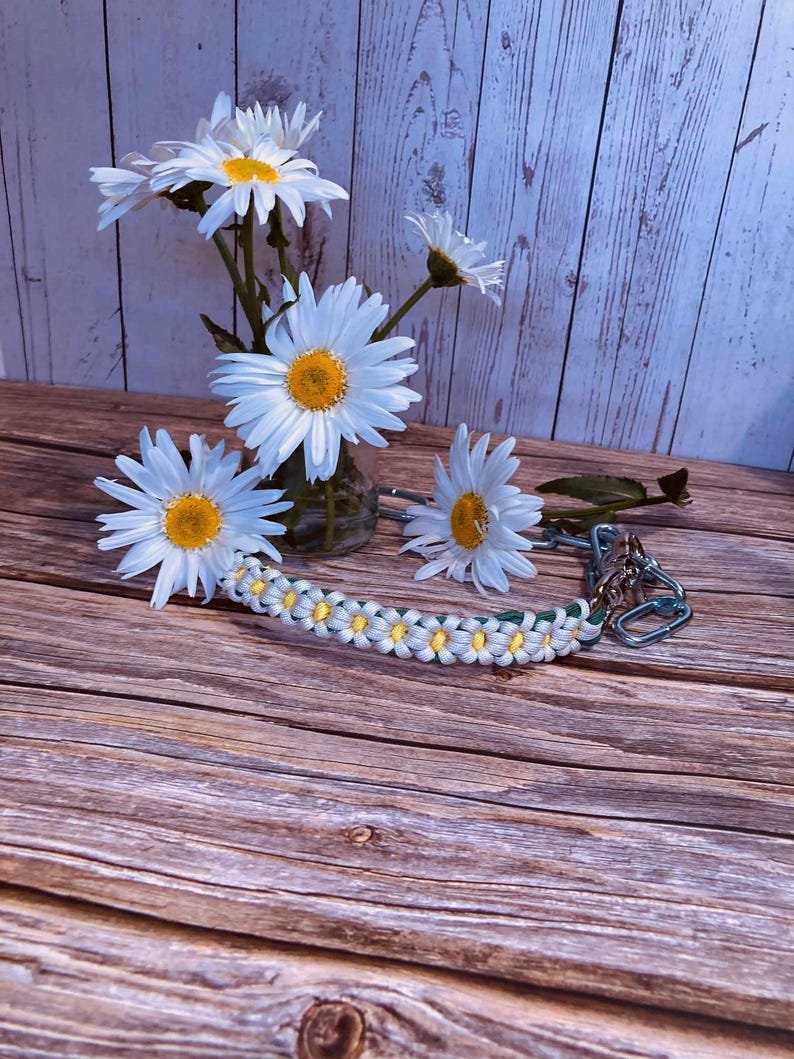 Handcrafted Daisy Paracord Goat Show Chain Collar image 5