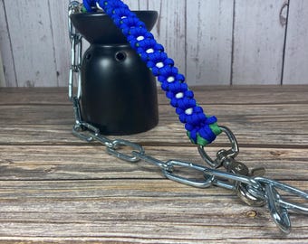 Blue Morning Glory Paracord Goat Show Collar: Floral Chain Collar Design