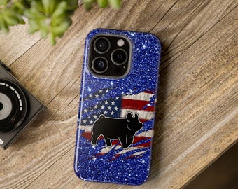 Rugged American Flag Market Hog Phone Case for FFA 4H Livestock Show Kids  Durable Protective Phone Cover iPhone MagSafe® compatible