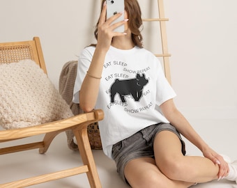 Eat Sleep Show Repeat T-Shirt | Market Hog Silhouette Tee for FFA & 4-H Exhibitors | Livestock Show Shirt