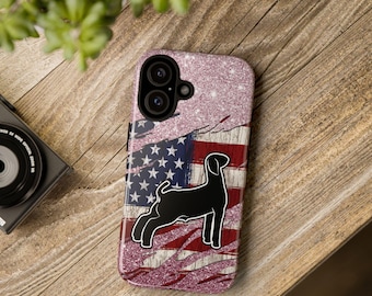Market Goat Silhouette Phone Case | Pink Glitter, Rugged American Flag