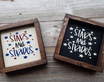Stars And Stripes, Red White And Blue, Patriotic Wood Sign