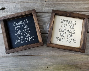 Sprinkles sono per Cupcakes, bagno divertente segno - segno Mini con cornice in legno rustico