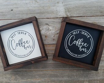 Self Served Coffee Bar Rustic Wood Framed Sign