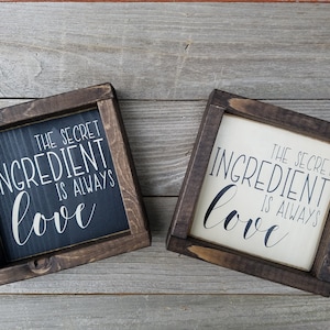 Ingrediente secreto es siempre amor madera rústica enmarcada mini signo