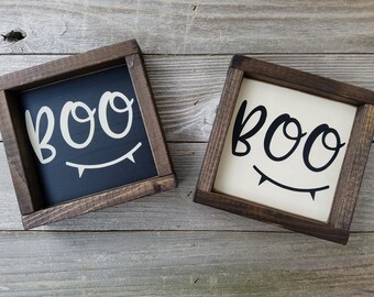 BOO - Mini segno incorniciato di legno rustico