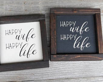 Happy wife happy life wood framed mini sign