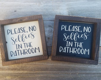 Per favore nessun autoscatti In bagno - bagno rustico segno - Mini segno legno - incorniciato divertente bagno segno