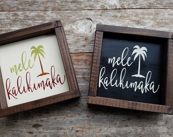 Mele Kalikimaka Rustic Framed Wood Sign-Hawaiian Christmas Sign