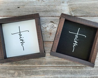 Fede - Mini cartello religioso con cornice in legno rustico