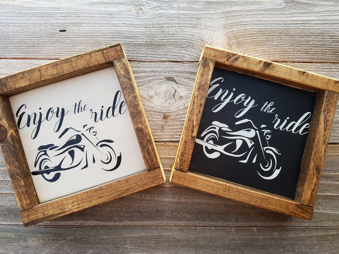 Enjoy the Ride - Rustic Wood Framed Mini Sign - Harley Davidson Decor ...