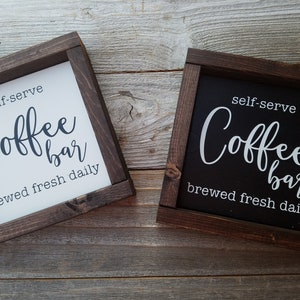 Coffee Bar Rustic Wood Framed Mini Sign