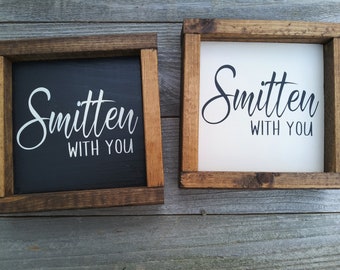 Smitten con voi mini legno segno incorniciato