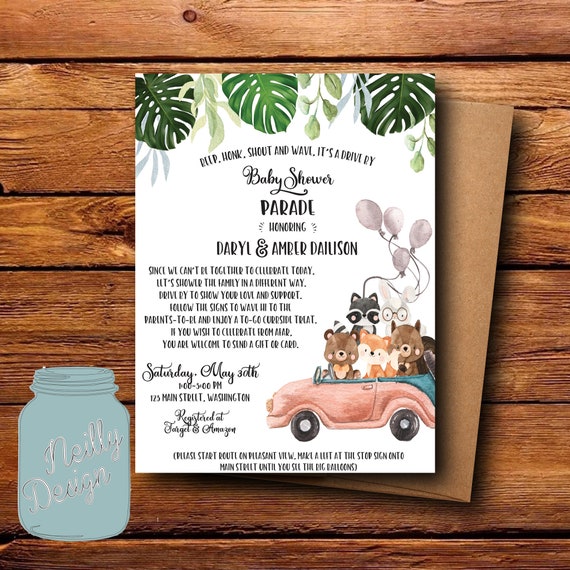 Drive By Baby Shower Invitation Baby Shower Invitation Baby Etsy
