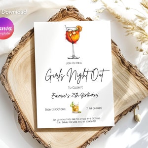 Invito modificabile per una serata tra ragazze / Modello di invito digitale