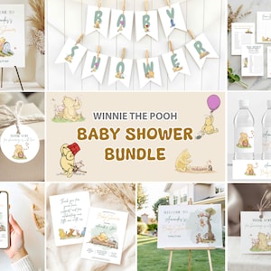 Classic Pooh Bear Baby Shower Pack: Dekor, Spiele & Einladungen