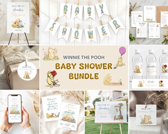 Classic Pooh Bear Baby Shower Pack: Dekor, Spiele & Einladungen
