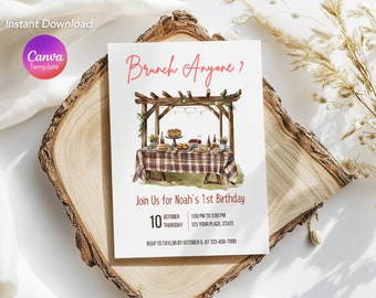 Brunch Anyone Birthday Invitation - Editable Template - Breakfast Party - Digital Download
