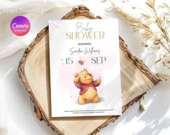 Baby Shower | Digital invite template | Winnie The Pooh Style