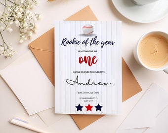 Rookie Of The Year Baseball Birthday Invitation (Digital Invite Template)