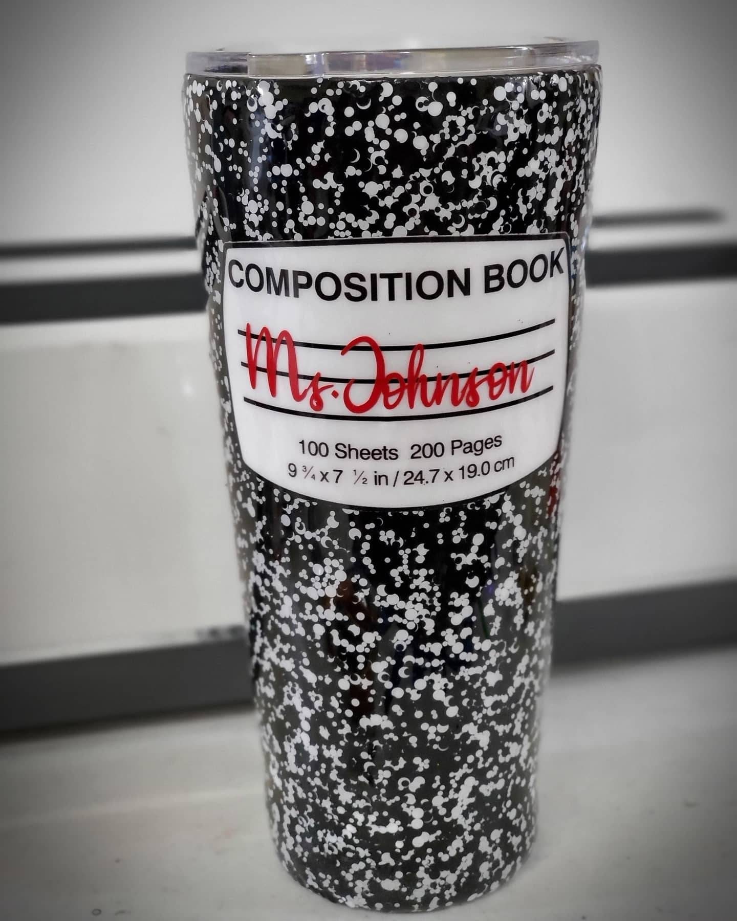 Composition Book tumbler notebook tumbler teacher cup Etsy