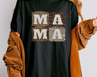 MAMA comfort colors tshirt, leopard print mama shirt, blessed mama tshirt, Mother's Day gift, birthday gift for mom, new mom shirt