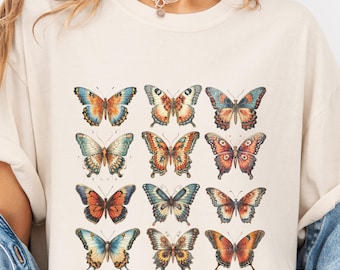 Vintage butterfly comfort colors tshirt, vintage distressed butterfly shirt, friend gift, birthday gift for mom, butterfly aesthetic