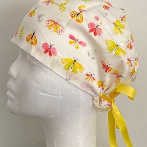 surgical caps-Yellow butterflies