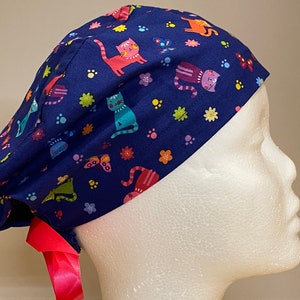 scrub hat-colorful cats