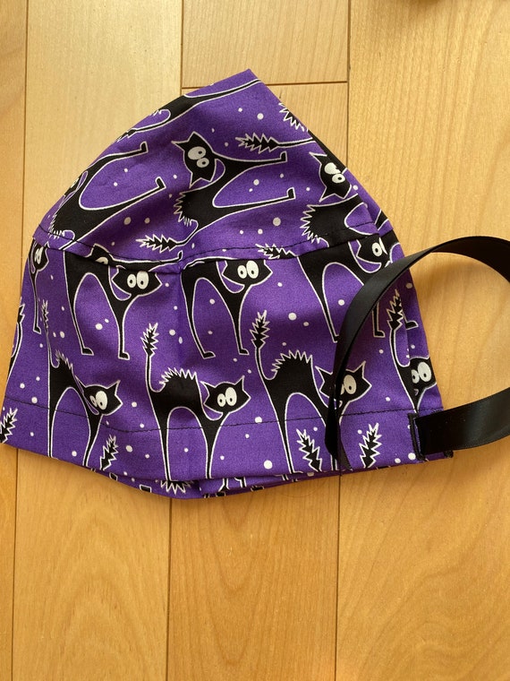 Halloween Scrub Hat purple Cats Etsy 