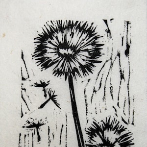 Dandelion mini print linocut block print #223
