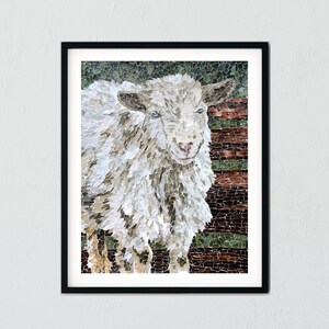Weiße Ziege Wand Kunst Druck zerrissene Papier Collage
