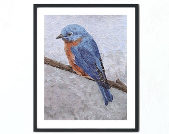 Bluebird Torn Paper Collage Art Print