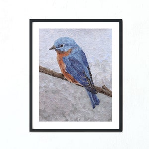 Stampa artistica collage di carta strappata Bluebird