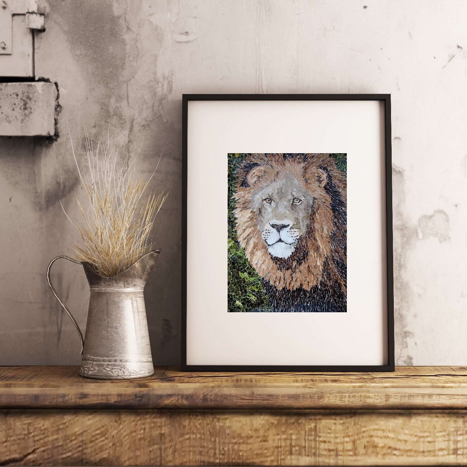 Tamarr Lion Torn Paper Collage - Tamara Jaeger Fine Art