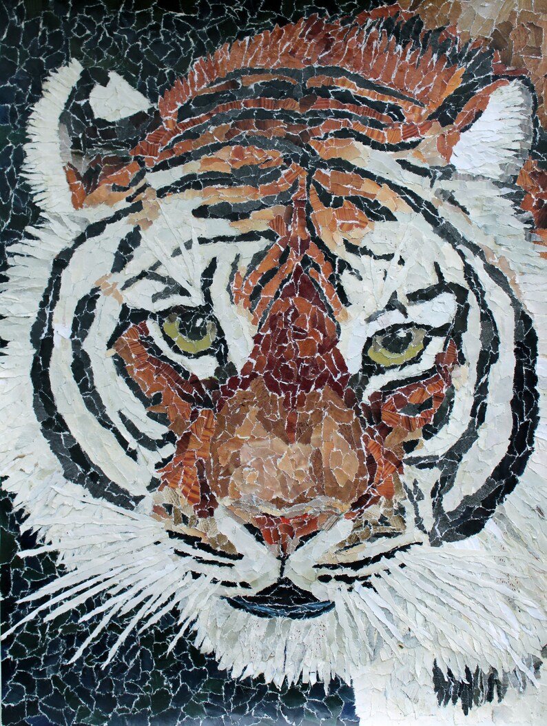 Tiger Animal Print Torn Paper Collage - Etsy