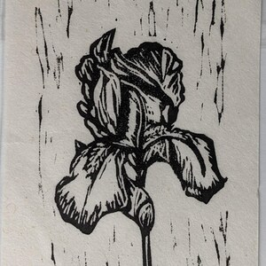 Iris flower mini print linocut block print #223
