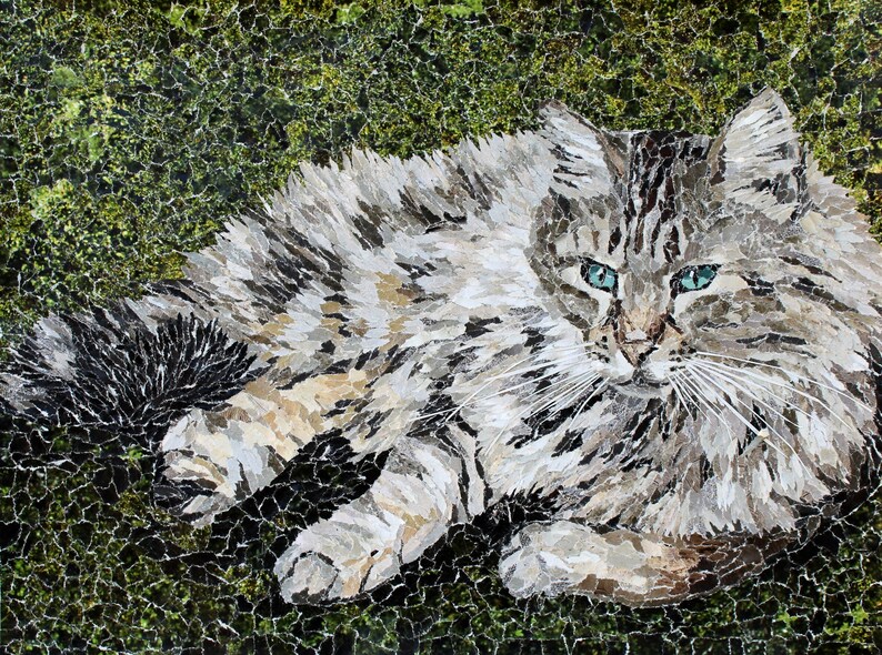 Gray Tabby Cat Fine Art Print Torn Paper Collage - Etsy