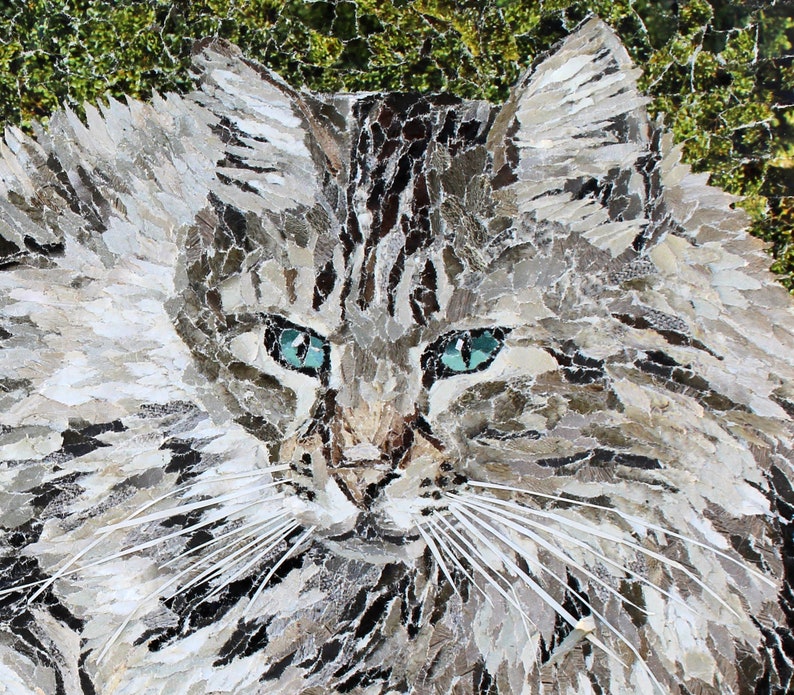 Gray Tabby Cat Fine Art Print Torn Paper Collage - Etsy