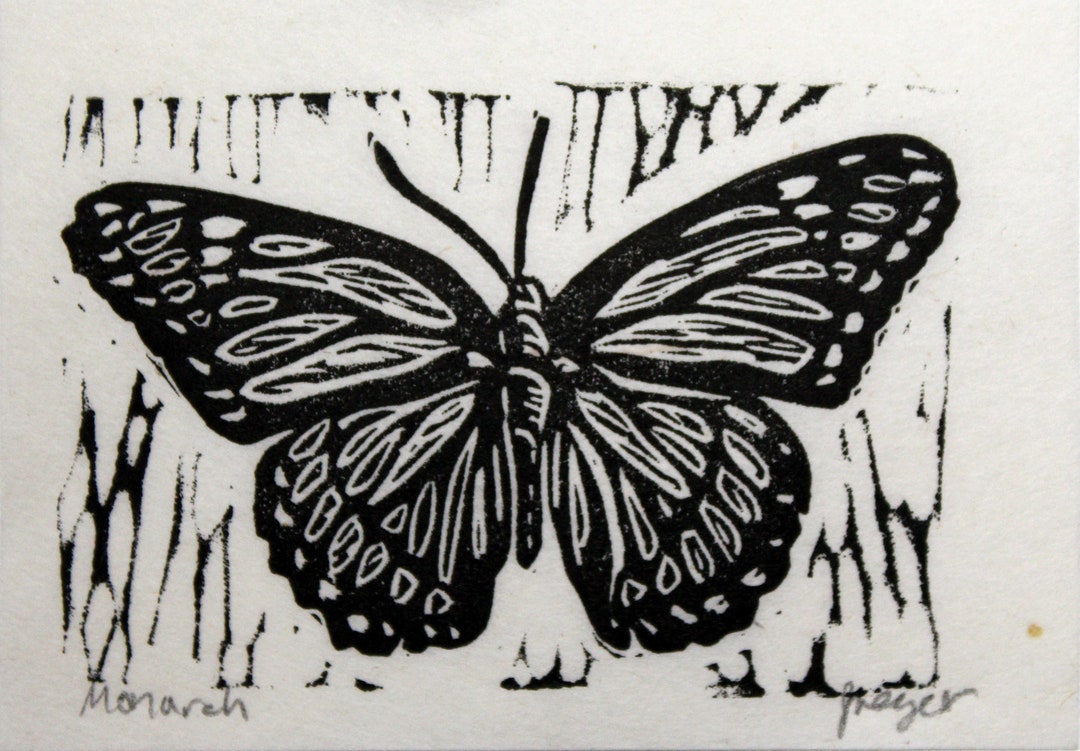 Monarch Butterfly Mini Print Linocut Block Print #223 - Etsy
