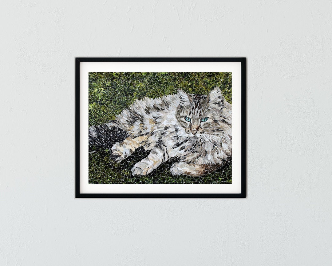 Gray Tabby Cat Fine Art Print Torn Paper Collage - Etsy