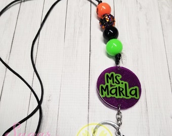 Teacher Lanyard, Halloween Lanyard, Halloween Theme, Spooky, Fall Season Lanyard, Fun Lanyard for Teachers, Teacher Gift, Happy Halloween