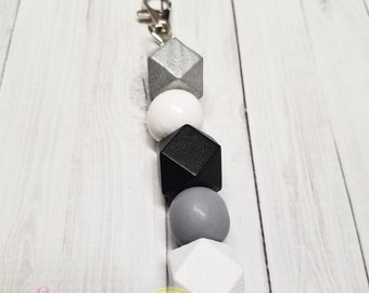 Wooden Hexagon Keychain, Wooden Beads, Wood Keychain, Purse Accessories, Keychain Gift, Planner Accessories
