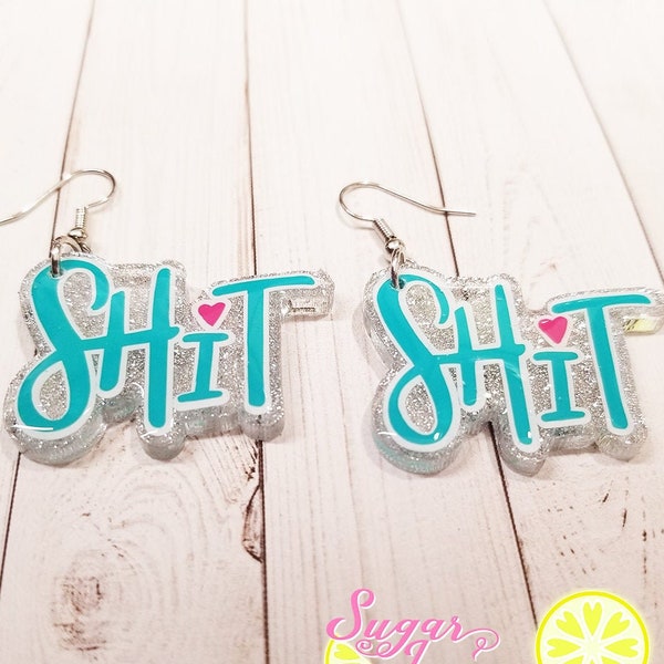 Shit Earrings, Acrylic Earrings, Adult Humor , Funny Earrings, Fun Earrings, Shit Word Earrings, Vulgar Earrings, Curse Words