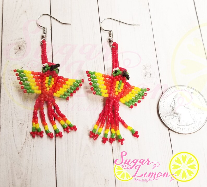 Beaded Hummingbird Earrings Colorful Hummingbird Earrings Etsy