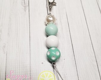 Bubblegum Keychain, Pastel Beads, Mint Color,  Purse Accessories, Planner Accessories, Keychain, Charm Keychain, Purse Keychain