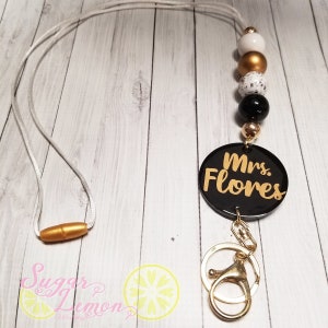 Teacher lanyard, Personalized Lanyard, Gold Lanyard, Teacher Gift, Accessories for Teachers, Back to School Gift, Teacher Appreciation