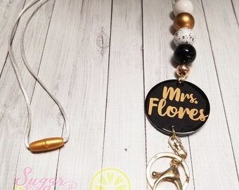 Teacher lanyard, Personalized Lanyard, Gold Lanyard, Teacher Gift, Accessories for Teachers, Back to School Gift, Teacher Appreciation