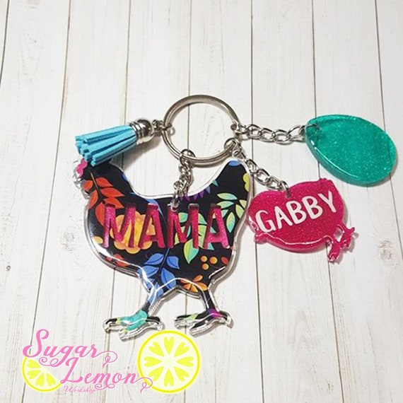 Personalized Hen Keychain